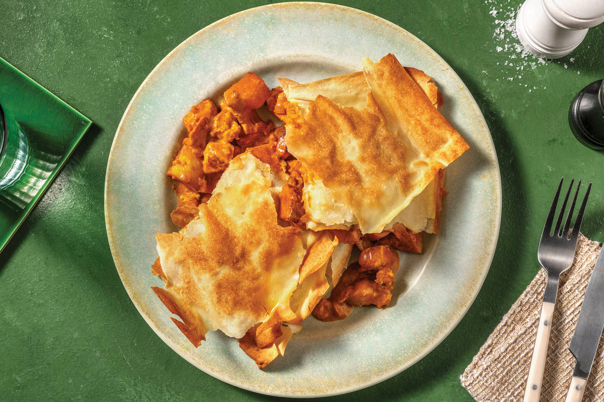 Butter Chicken Filo Pie