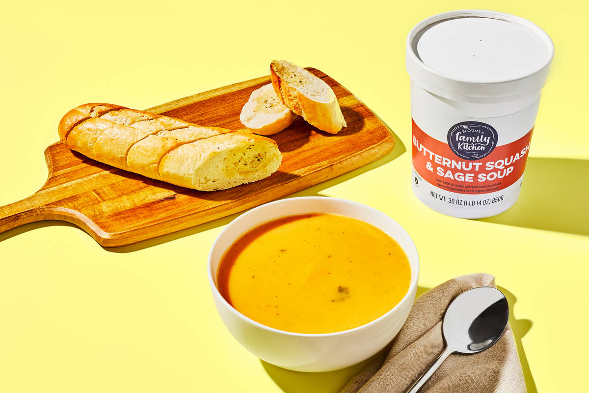 Butternut Squash & Sage Soup + Garlic Bread