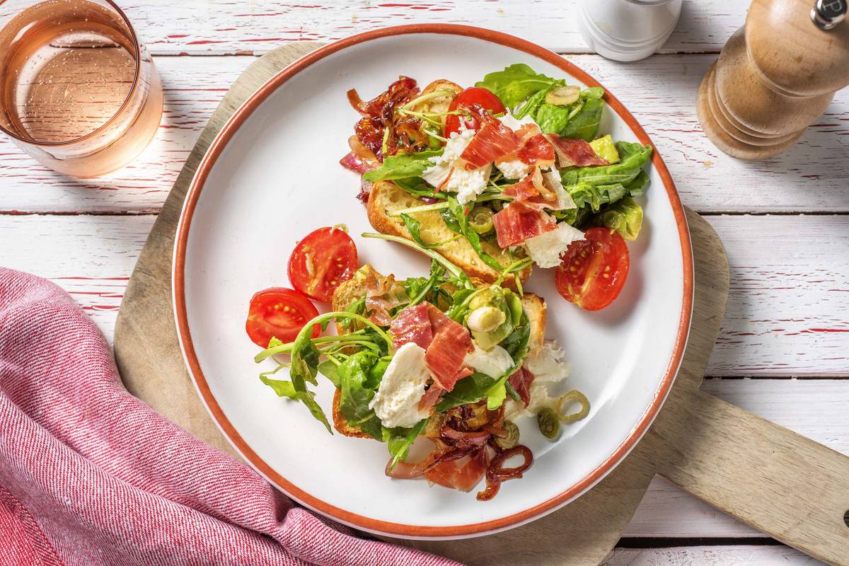 Caprese Bruschetta and Serrano Crisps