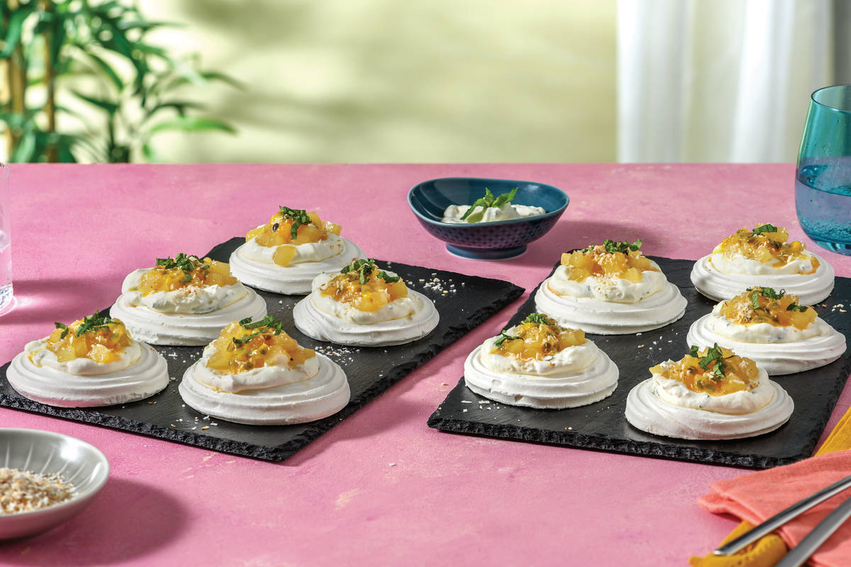 Caramelised Pineapple Mini Pavlovas