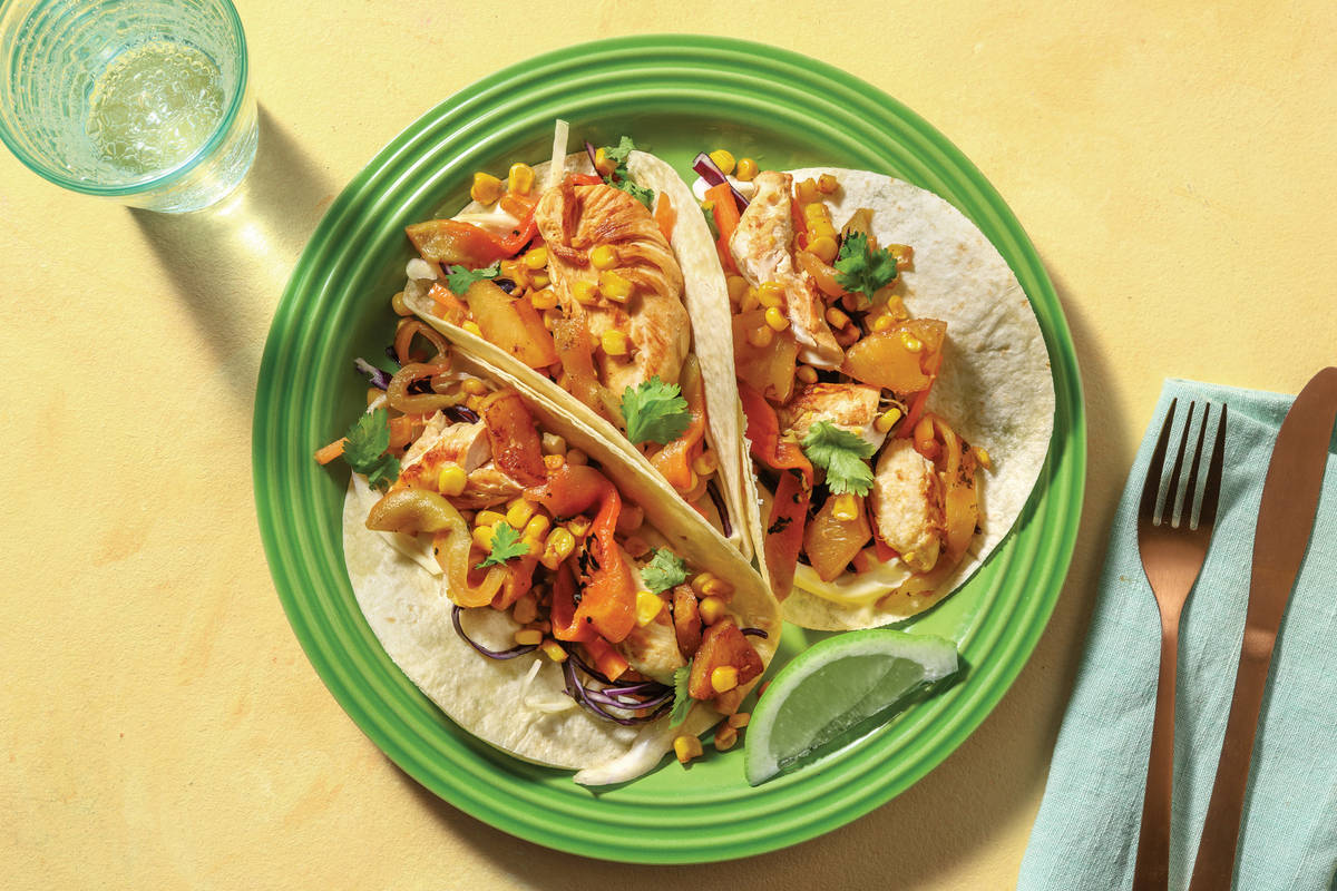 Caribbean Chicken & Pineapple Tacos with Aioli Slaw