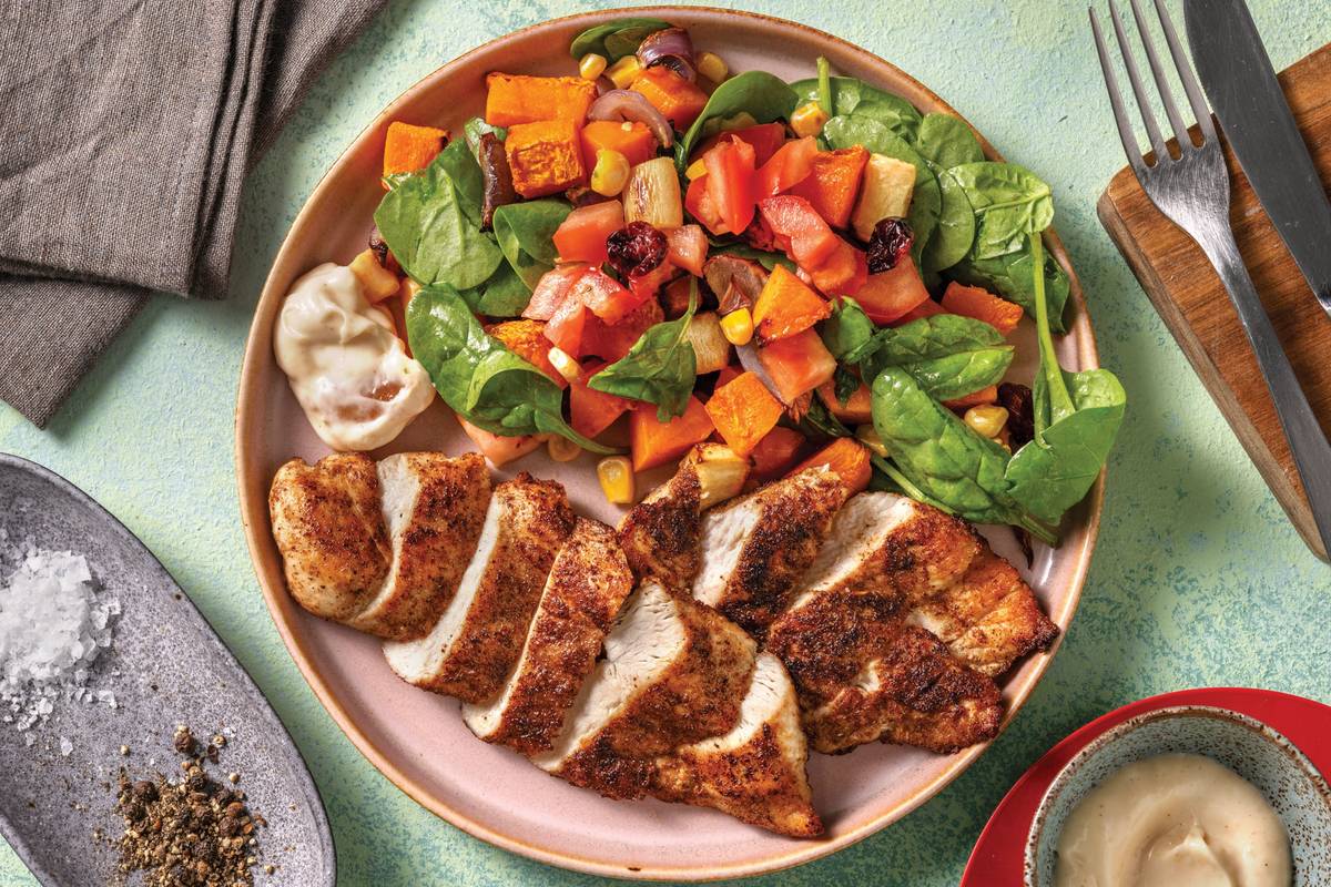 Caribbean Chicken & Roast Pumpkin Toss