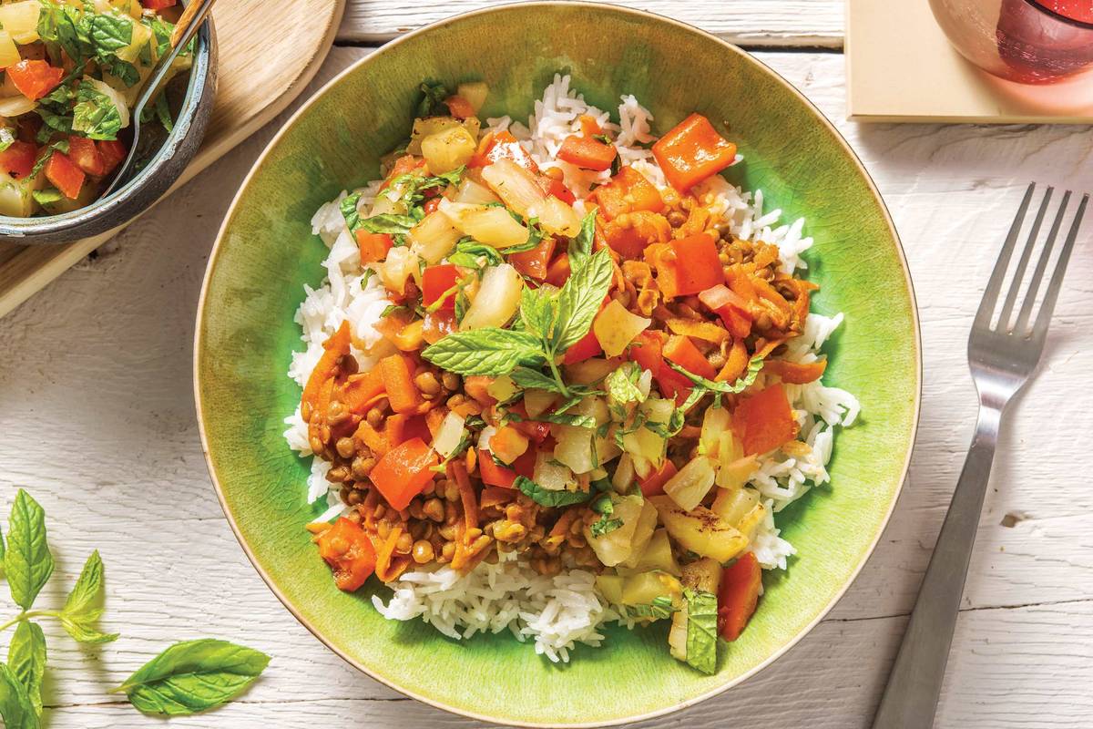 Caribbean Lentils & Pineapple Salsa 
