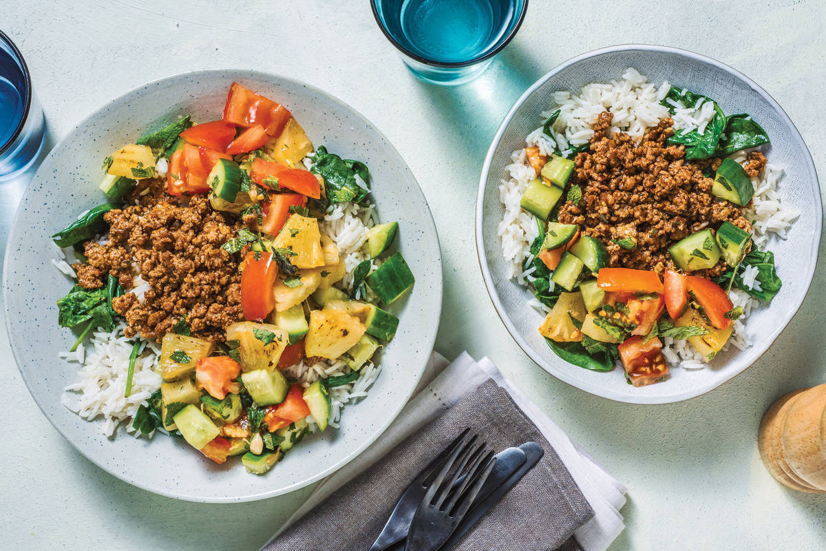 Caribbean Pork Bowl & Charred Pineapple Salsa