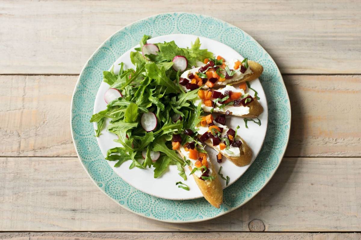 Carrot & Beet Bruschetta Toasts