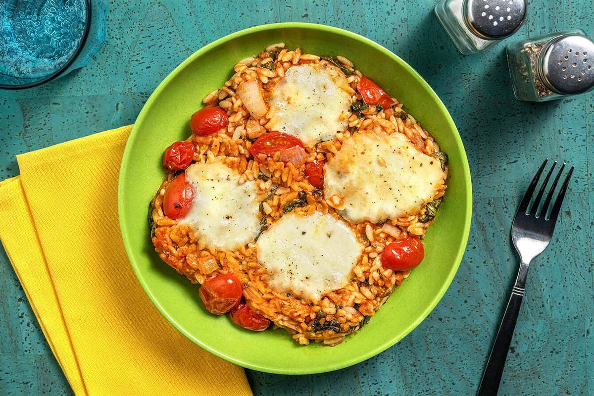 Caprese Orzo Bake