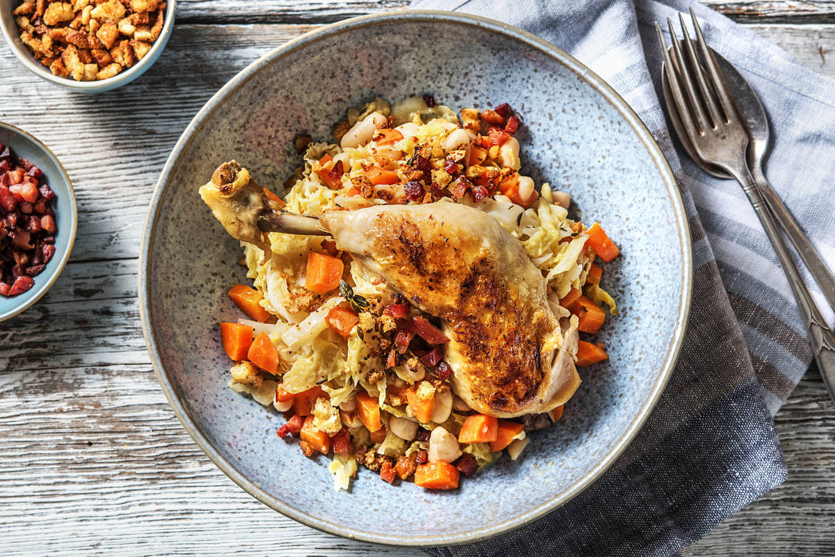 Cassoulet met gekonfijte kippendij