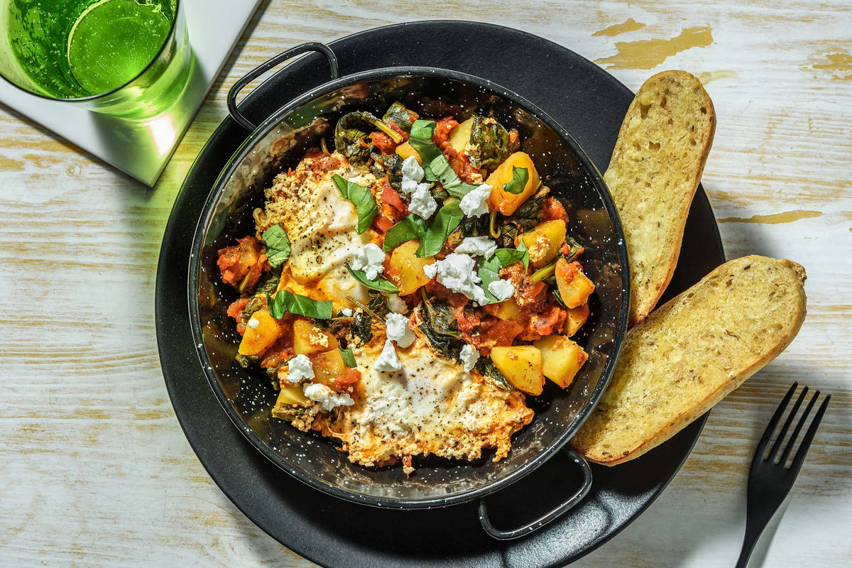 Vegetarische shakshuka met Italiaanse kruiden