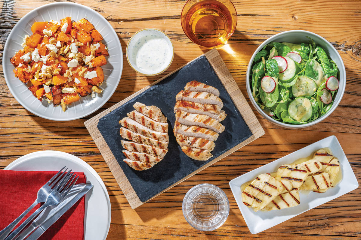 Chargrilled Pork Steak & Honey Haloumi