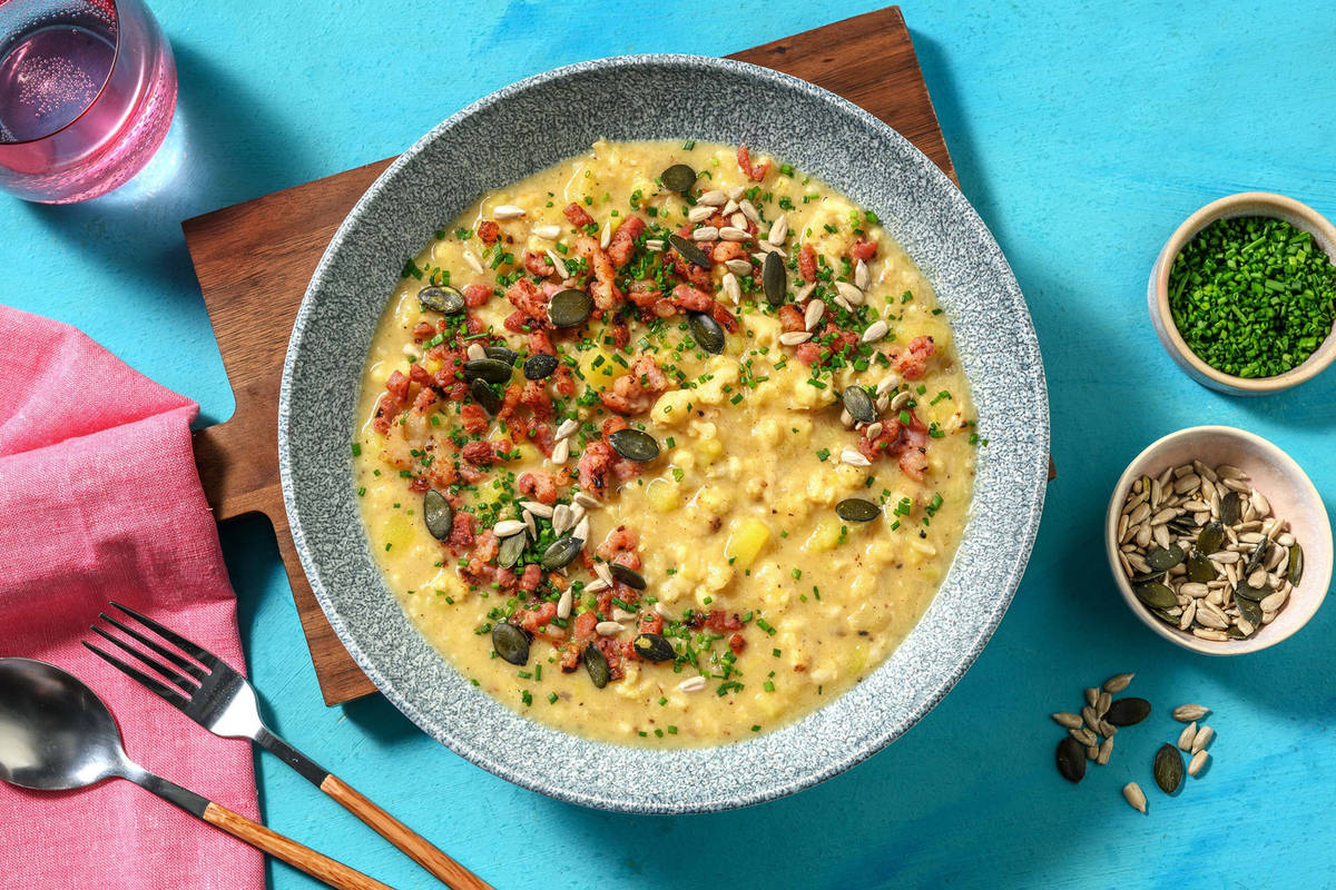 Chaudrée crémeuse au chou-fleur et au bacon