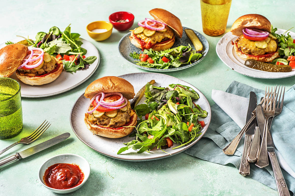 Grilled Cheddar Burgers