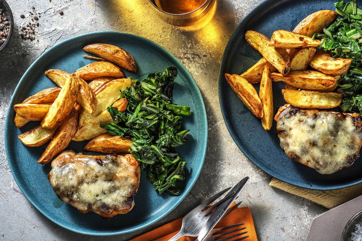 Cheese and Caramelised Onion Pork Steaks