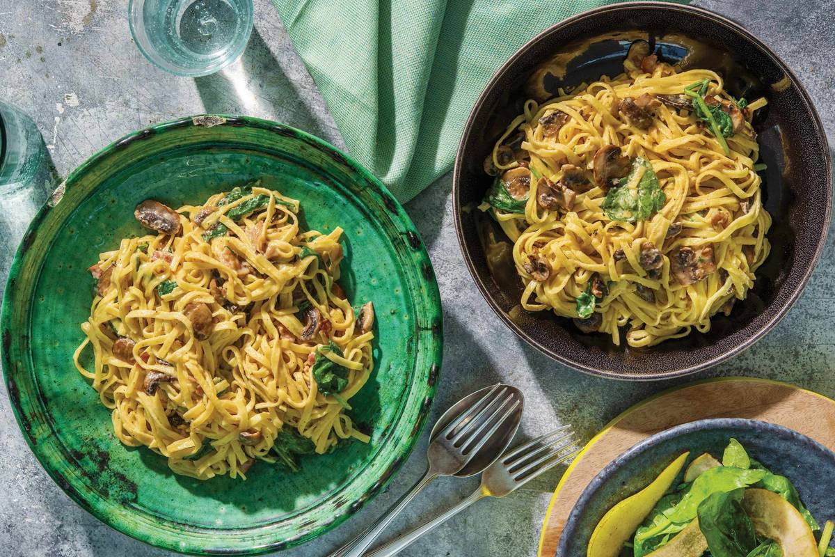 Speedy Bacon & Cheese Fettuccine