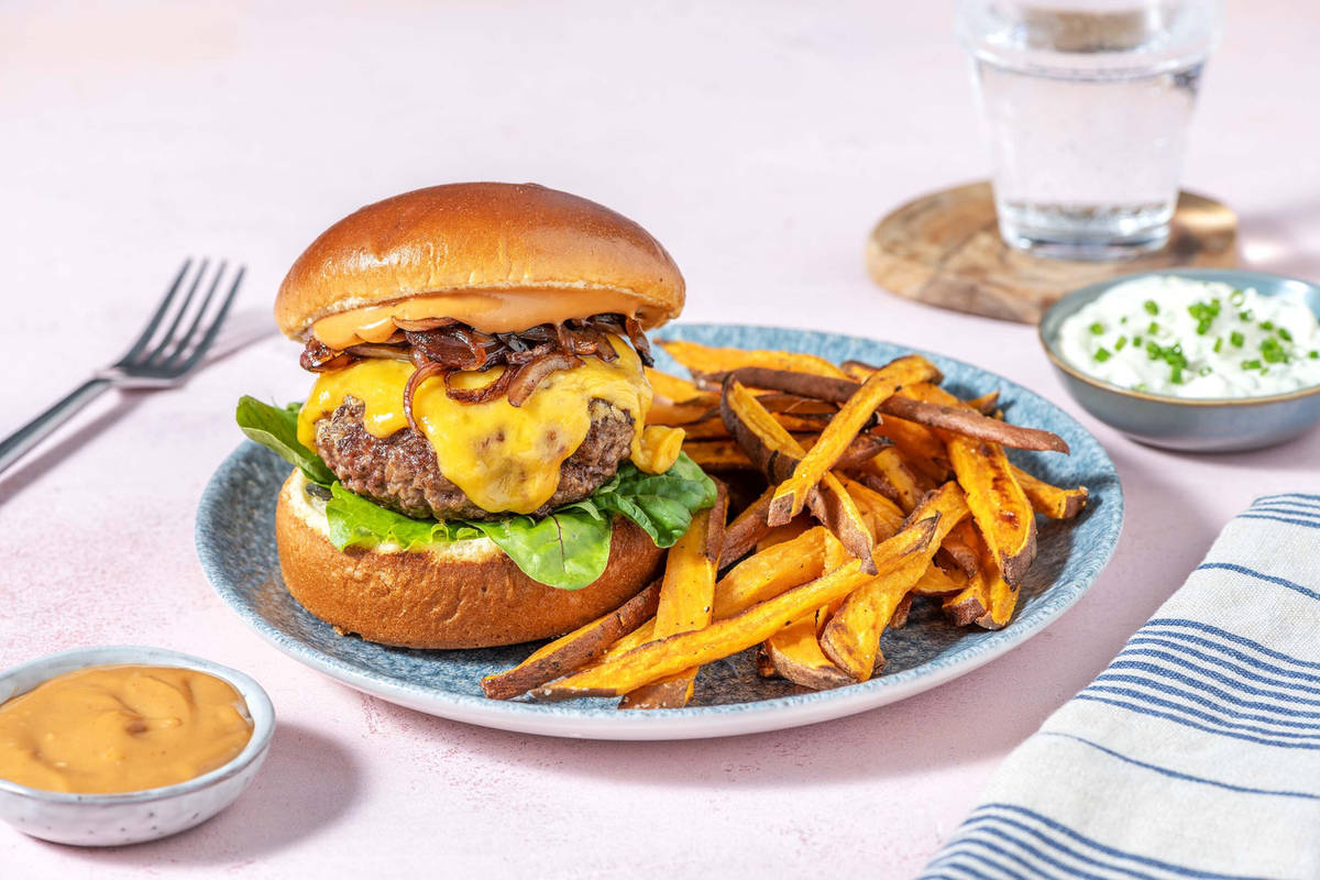 BBQ-Sauced Cheeseburger