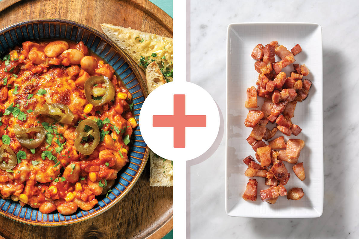 BBQ Butter Bean, Bacon & Sweetcorn Bake