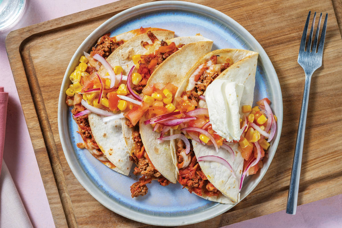 Cheesy BBQ Beef Quesadillas