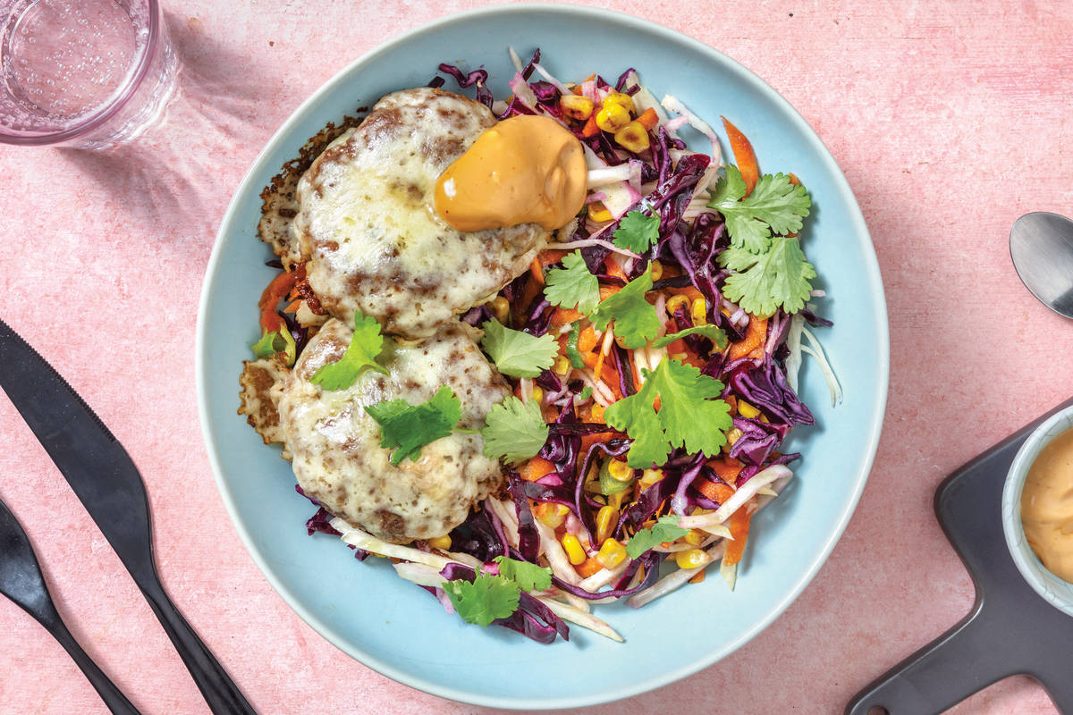 Cheesy Beef Bunless Burger Bowl