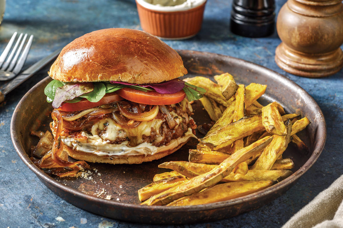 Cheesy Beef Burger & Fries