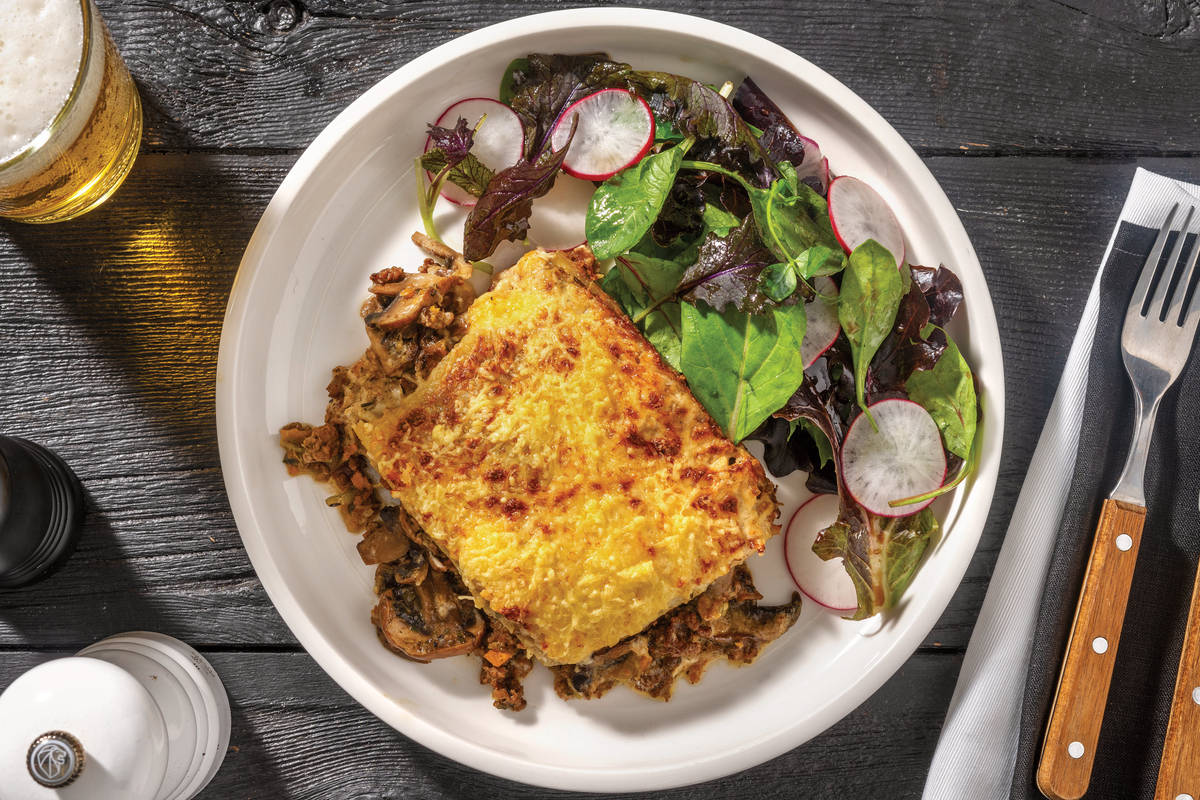 Cheesy Beef, Venison & Bacon Lasagne
