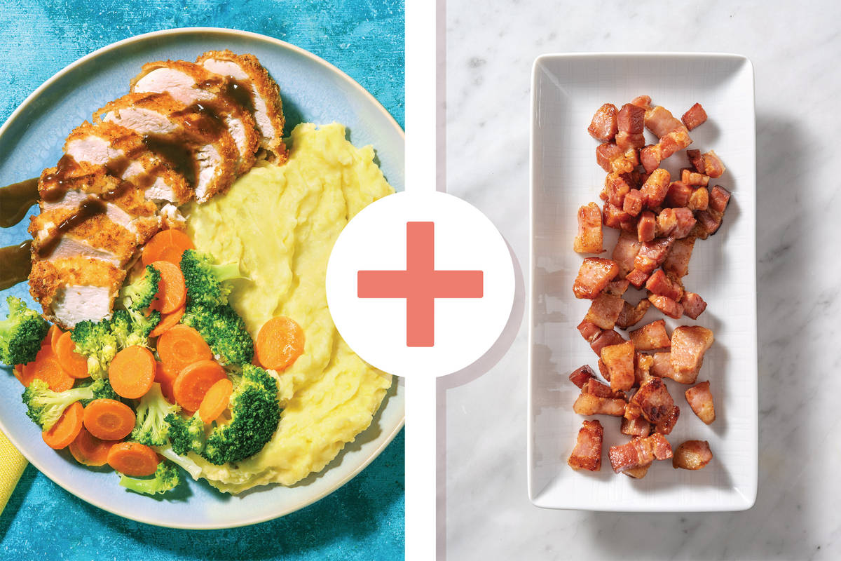 Cheesy Chicken Schnitzel & Bacon Gravy