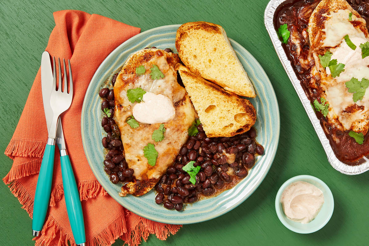 Cheesy Chicken & Spiced Black Beans