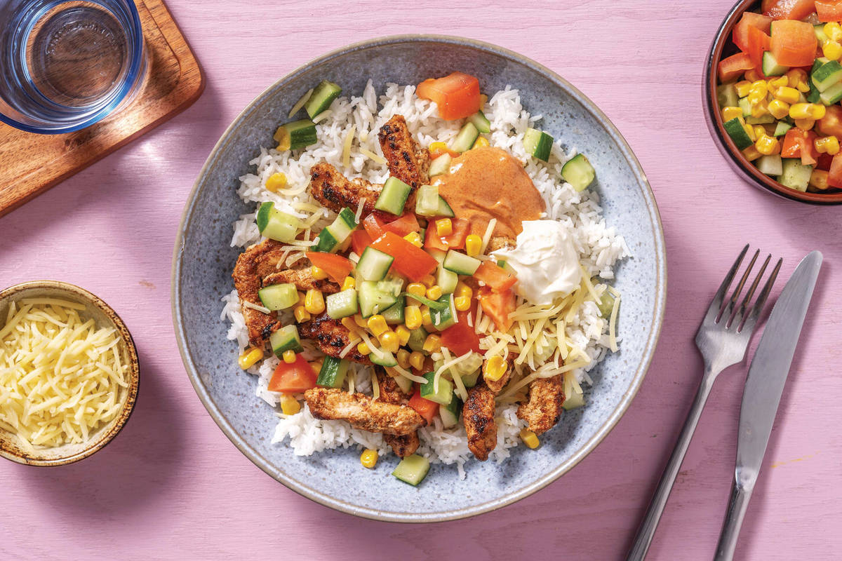 Cheesy Chipotle Pork & Garlic Rice