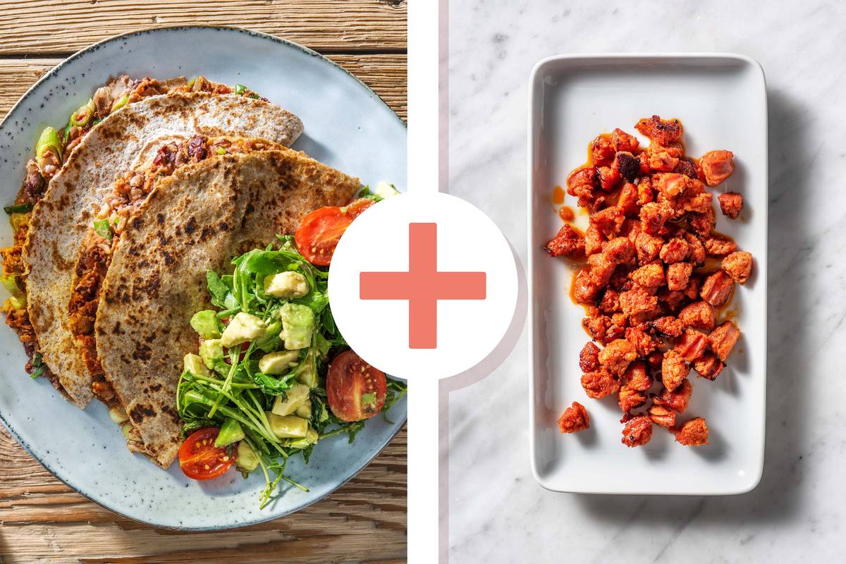 Cheesy Chorizo Chipotle Bean Quesadillas