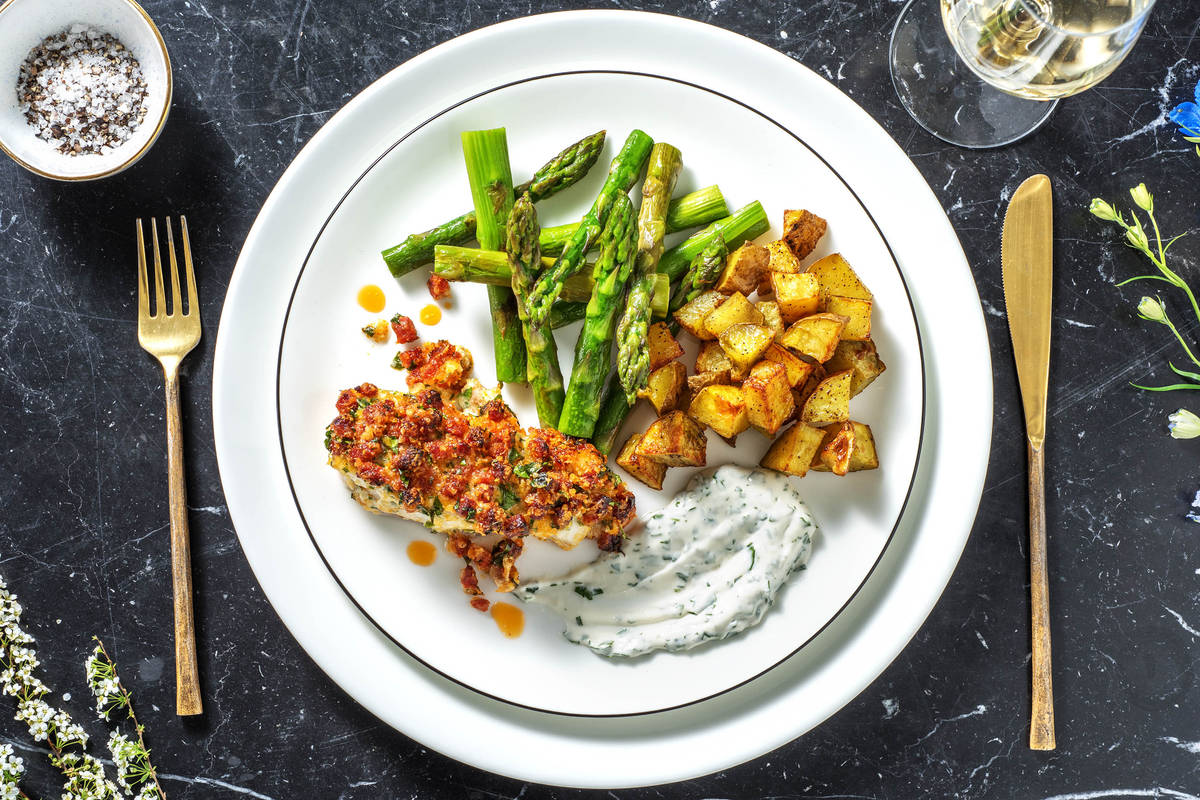 Cheesy Chorizo Crusted Cod