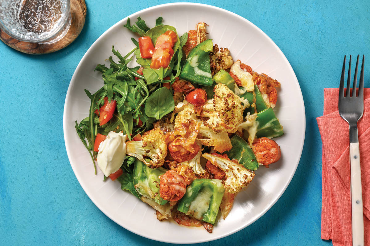 Easy Chorizo & Veggie Traybake