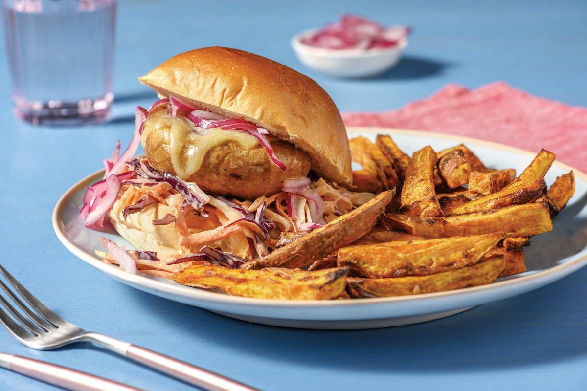 Cheesy Garlic-Herb Mushroom Burger