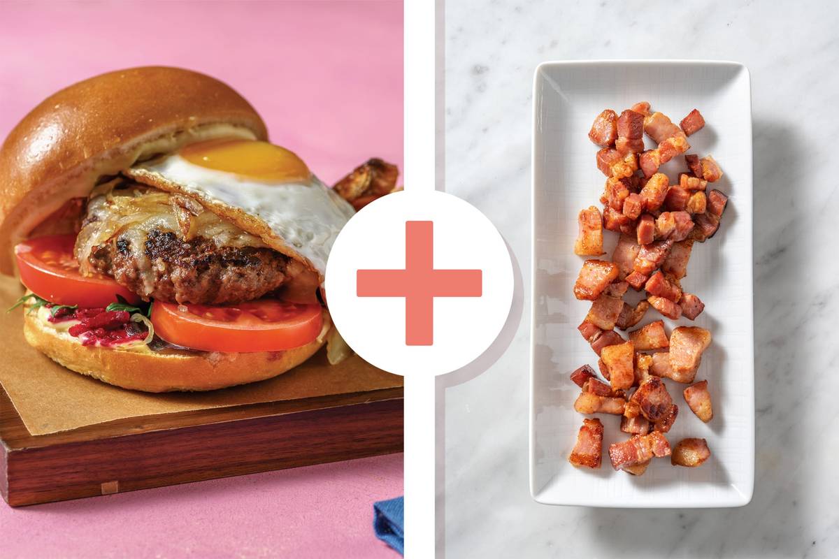 Cheesy Kiwi Beef & Bacon Burger & Fries