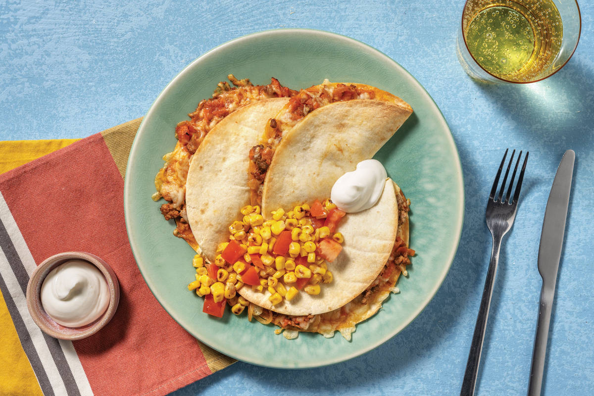 Cheesy Louisiana Beef & Pork Quesadillas