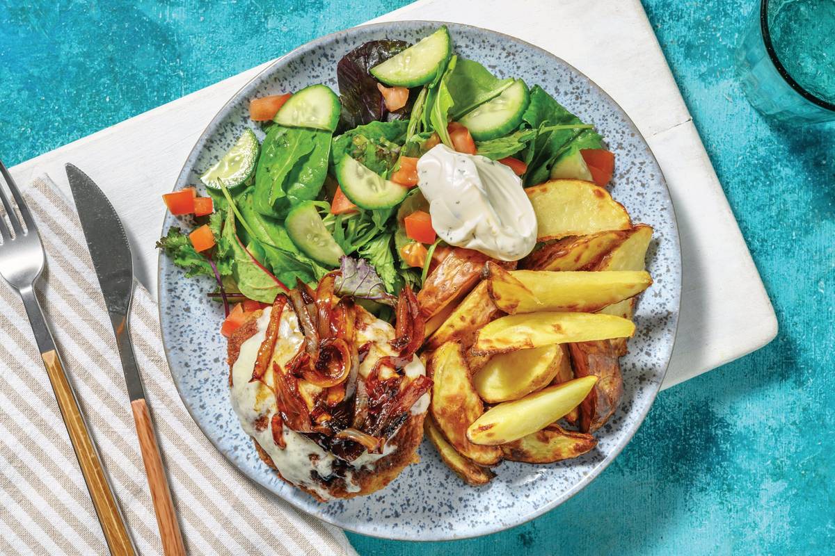 Cheesy Pork & Caramelised Onion Patties