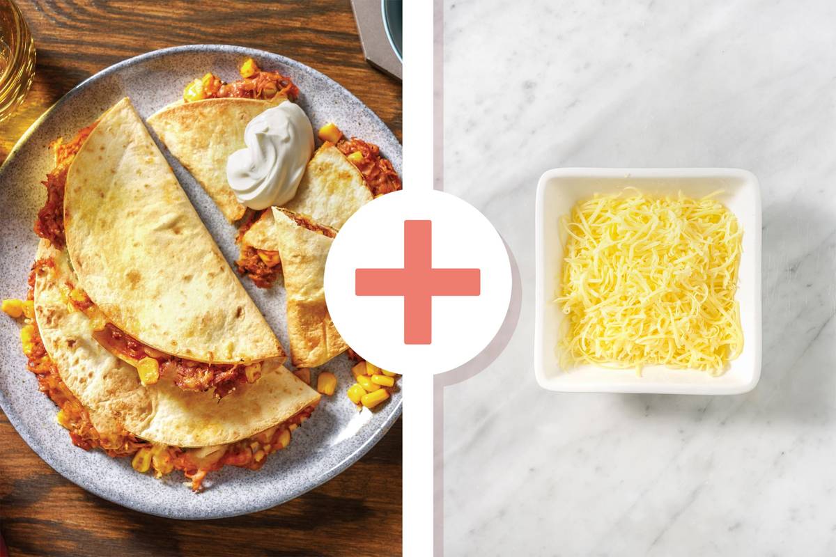 Cheesy Pulled Pork & Veggie Quesadillas