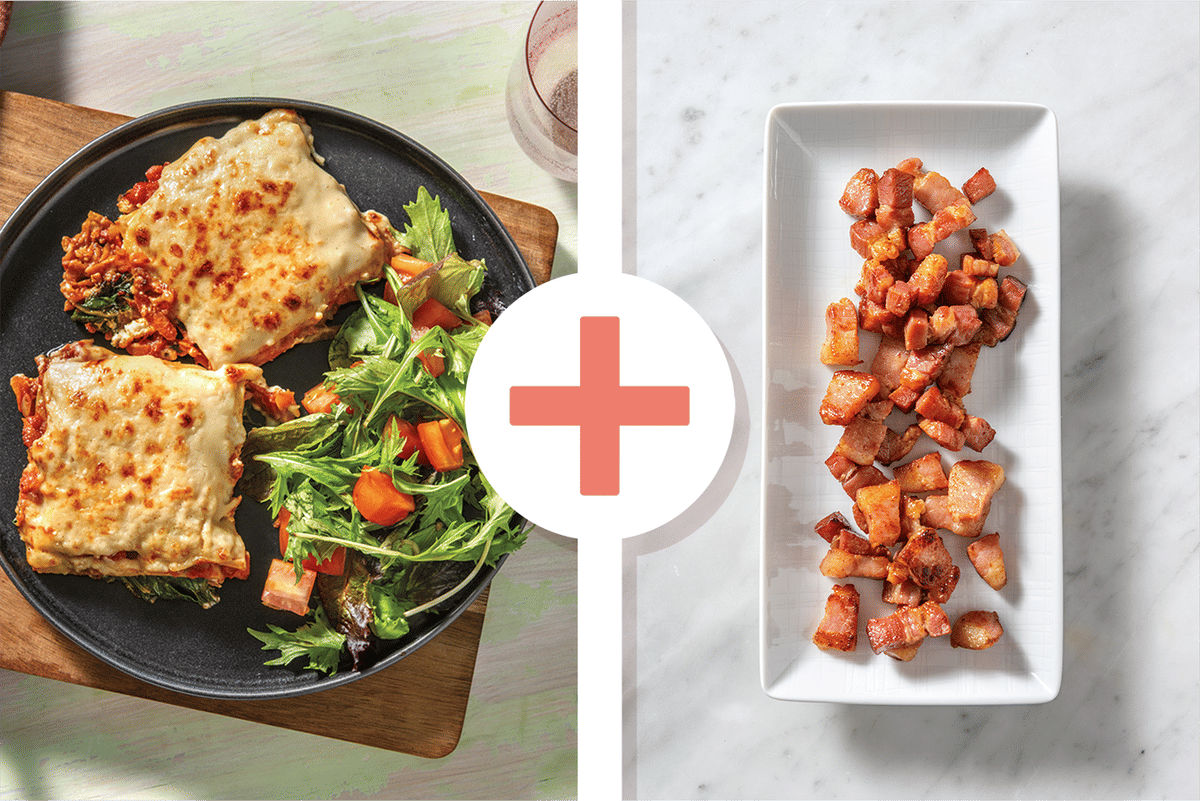 Cheesy Veggie & Bacon Lasagne