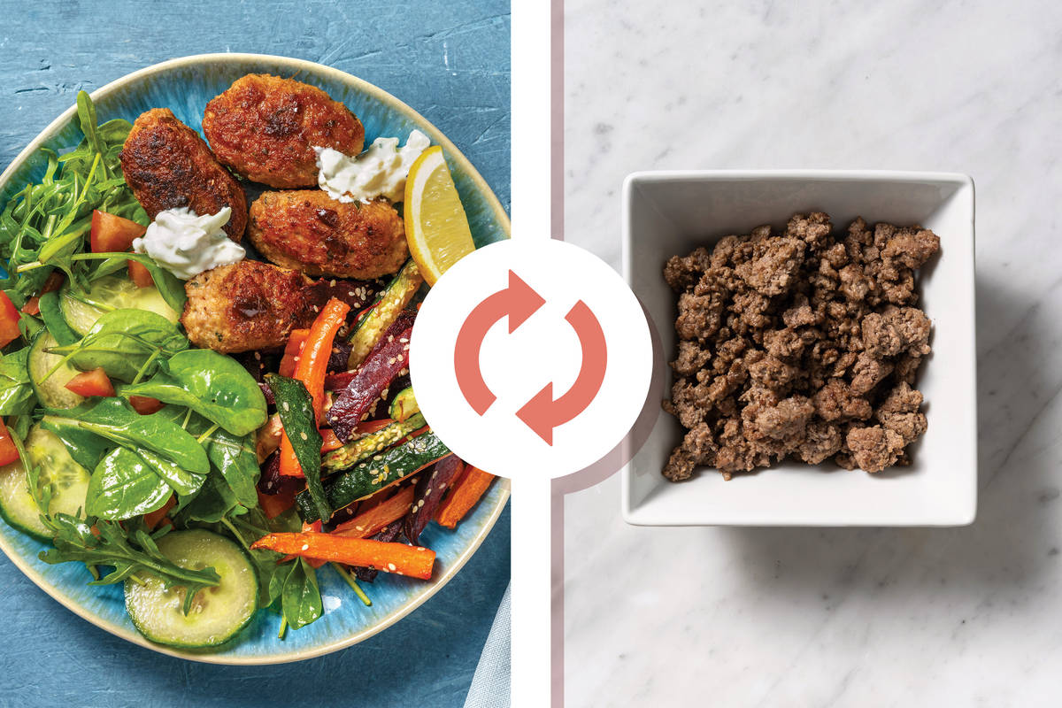 Chermoula Beef Rissoles & Rainbow Fries