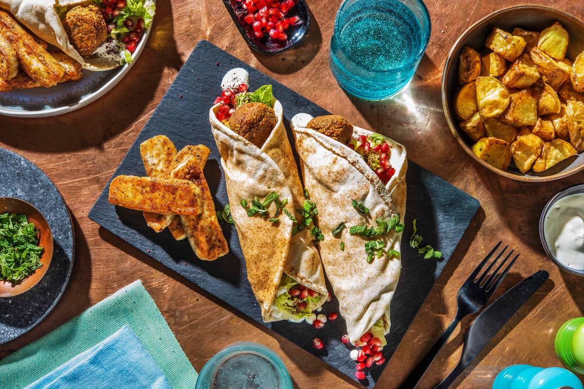 Falafel Flatbreads and Halloumi Fries