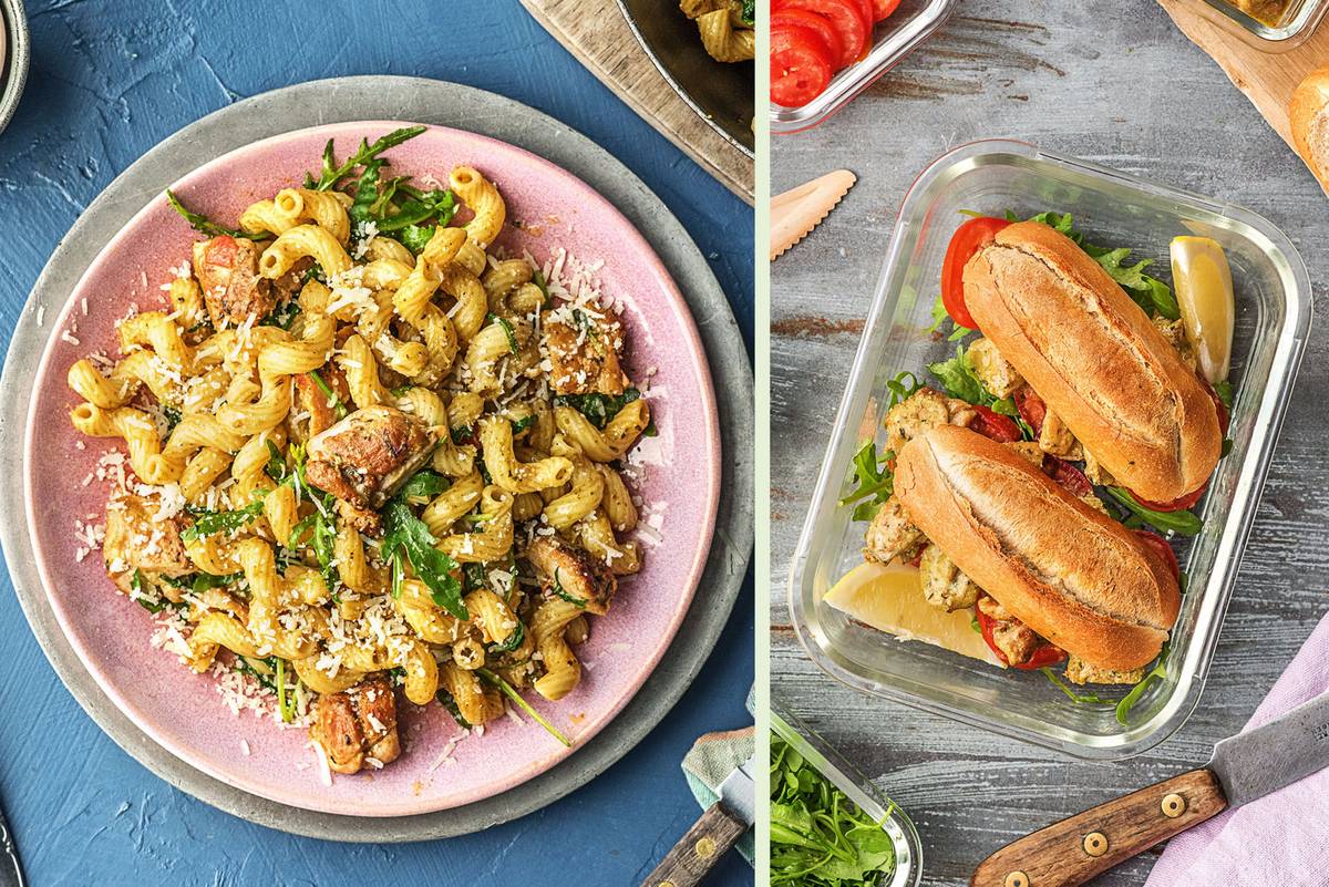 Chicken Thigh and Pesto Pasta Dinner