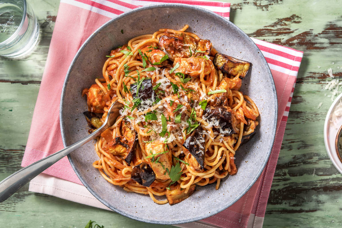 Chicken & Aubgerine Spaghetti
