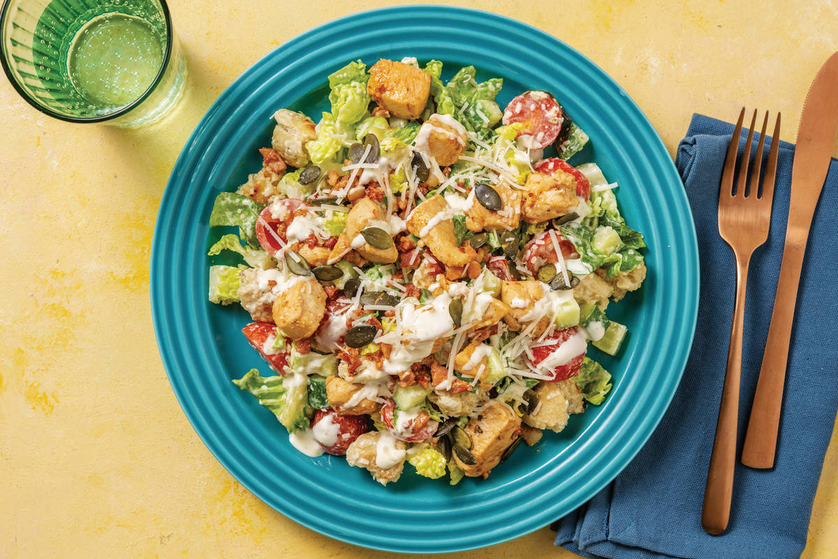 Chicken & Bacon Caesar-Style Saladcon Caesar-Style Salad with Pepitas