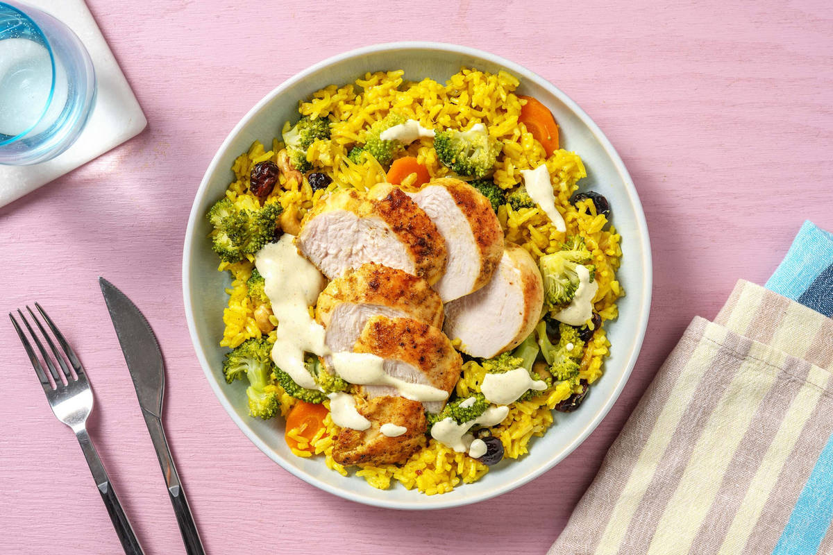 Chicken Biryani mit Cranberries & Brokkoli