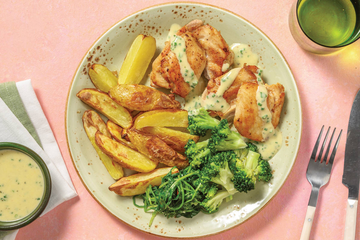 Chicken & Creamy Chive Sauce