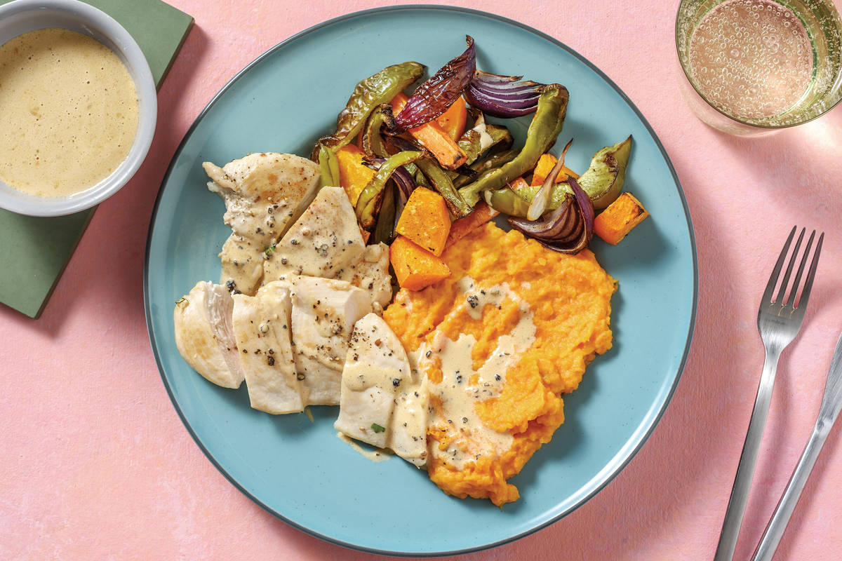 Chicken & Creamy Peppercorn Sauce