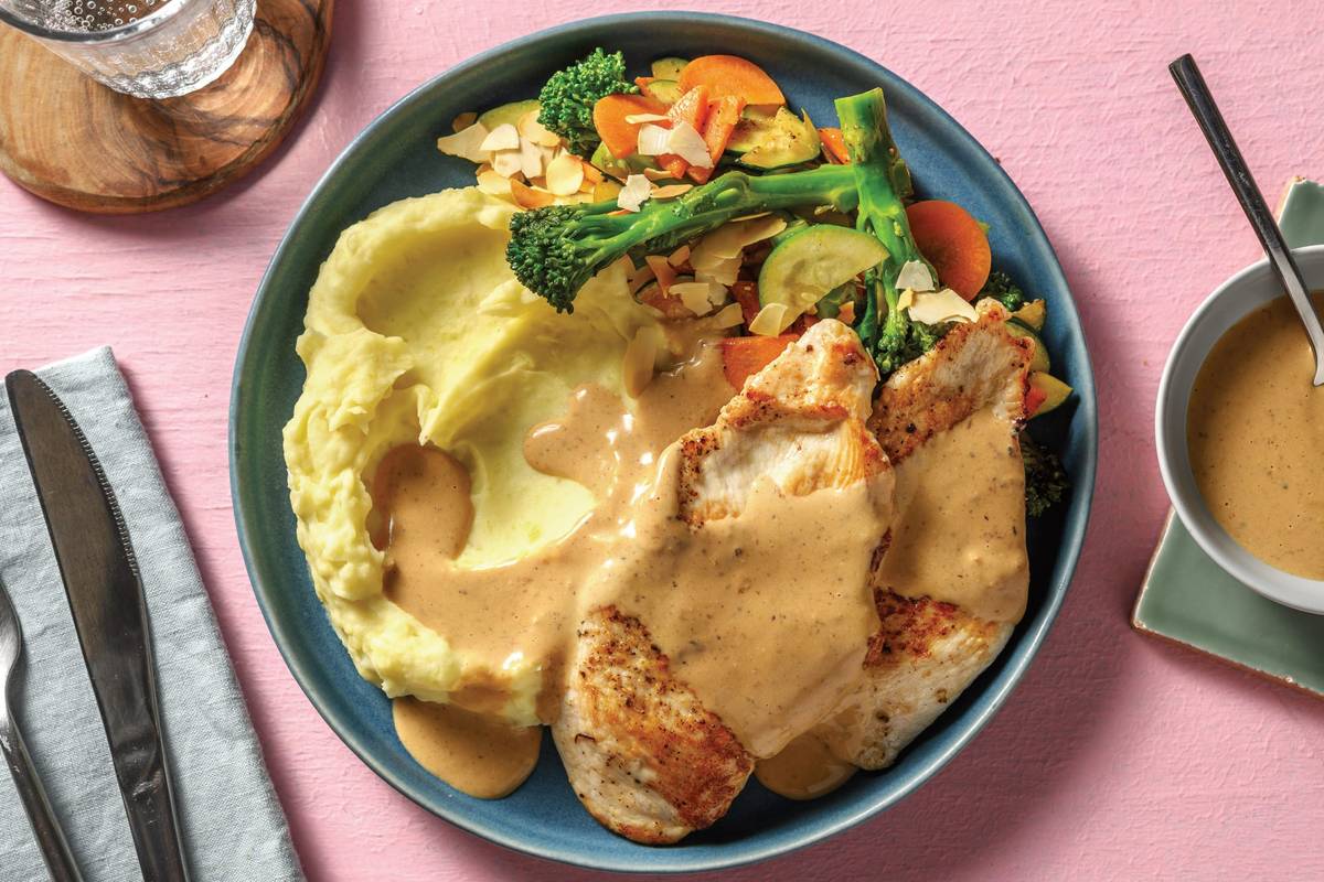 Chicken & Creamy Peppercorn Sauce