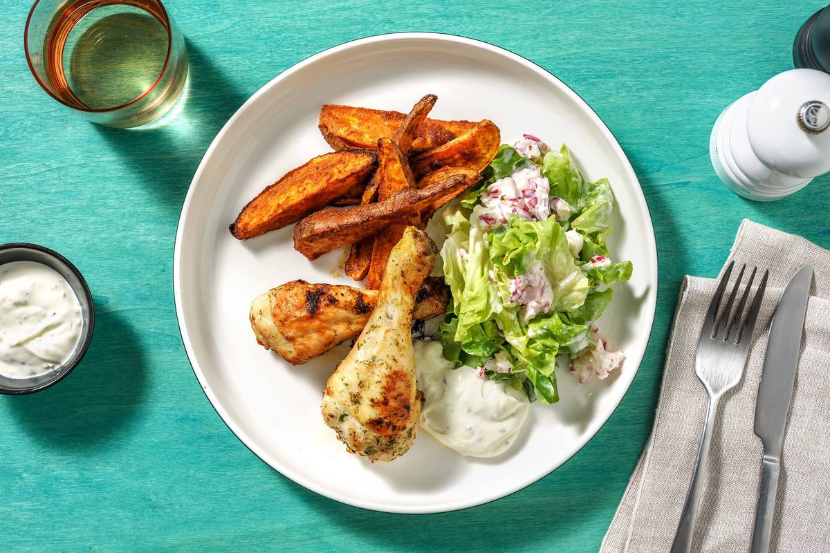 Chicken Drumsticks mit Ranch-Dip