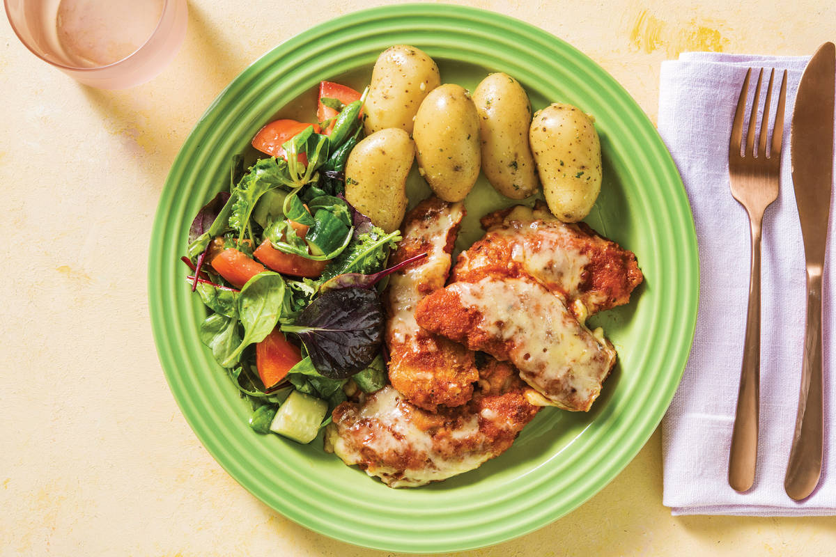 Chicken Parmigiana with Garlic-Herb Potatoes