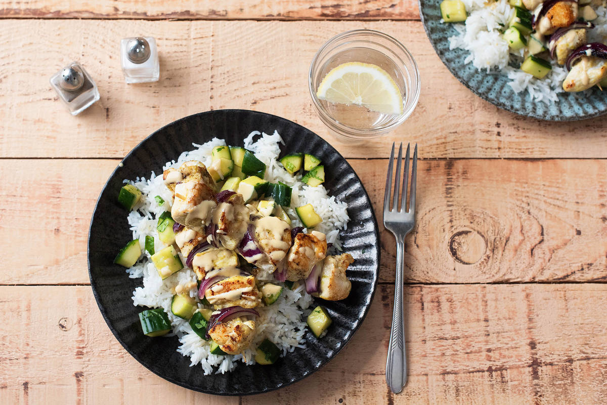 Chicken Satay Kebabs with Basmati Rice
