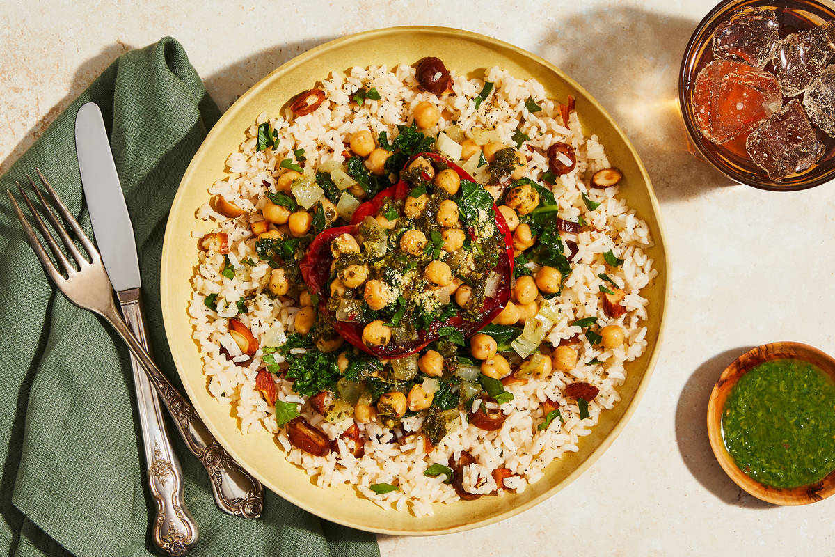 Chickpea & Kale Stuffed Peppers with Schug
