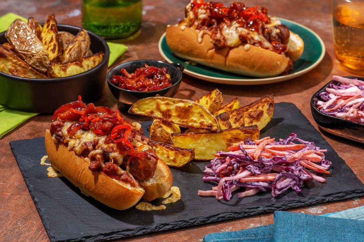 Chilli Cheese Smoky Sausages on Brioche Buns