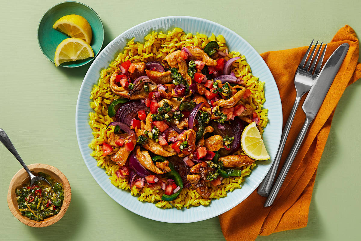 Chimi Chicken and Yellow Rice Bowls